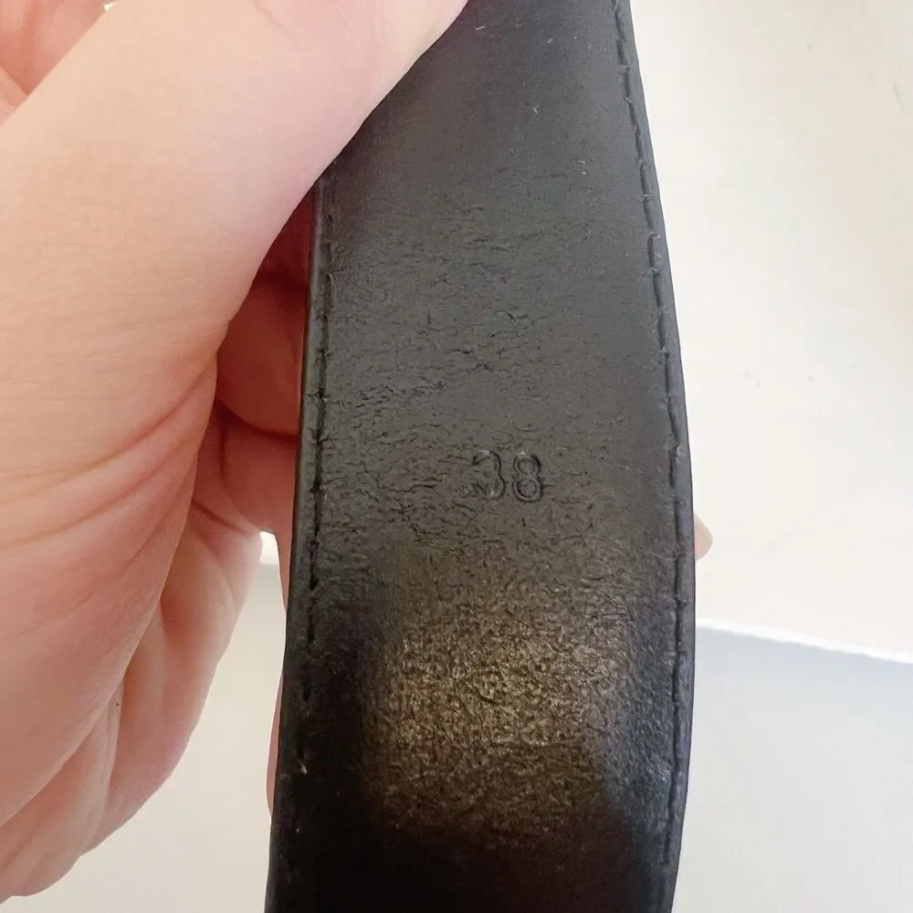 J. Crew Men's Black Leather Belt Silver Buckle Size 38 Casual Formal
